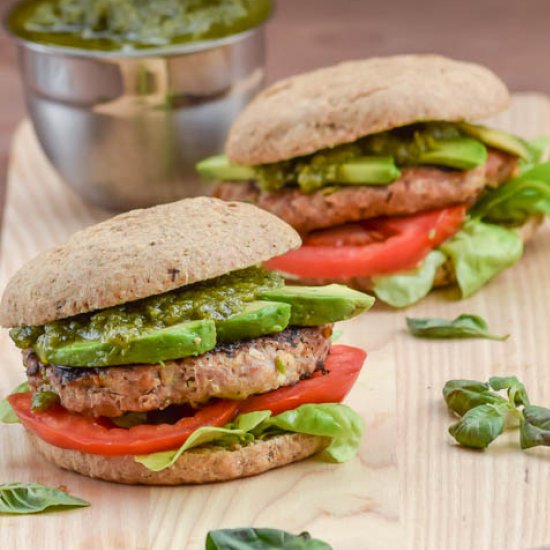 Turkey Zucchini Burgers with Pesto