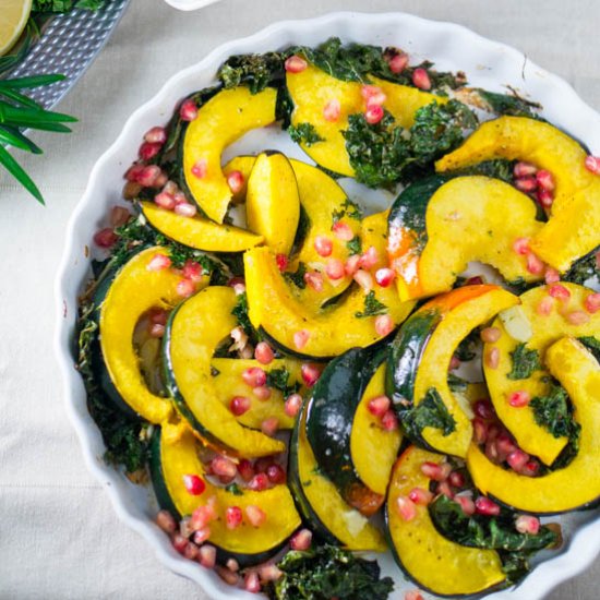 Roasted Acorn Squash and Kale