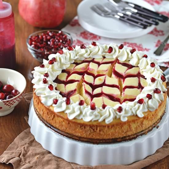 Cran-Pom White Chocolate Cheesecake