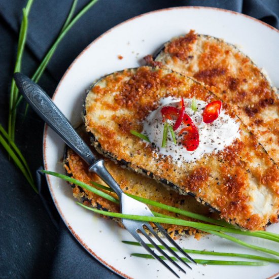 Fried Eggplant Chili and Cream