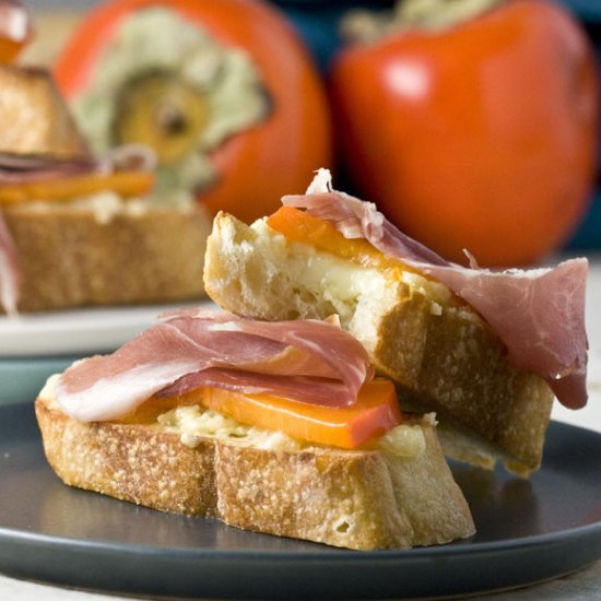 Persimmon and Prosciutto Crostini