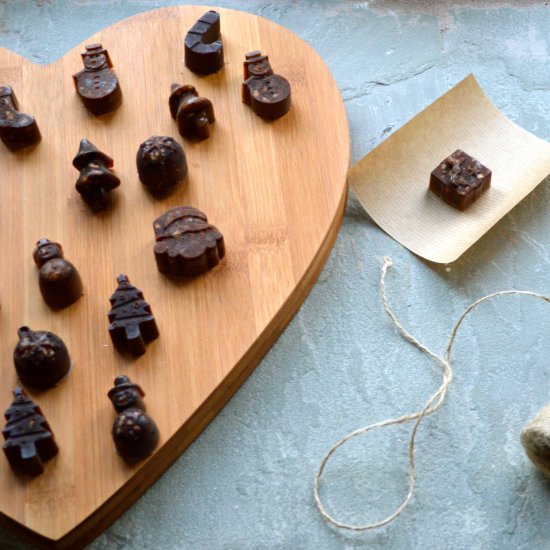 Homemade raw christmas chocolates