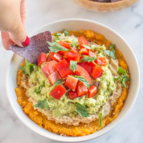 Squash, Hummus & Guacamole Dip