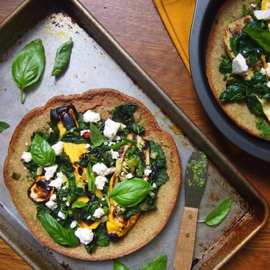 Millet and Quinoa Crust Pesto Pizza