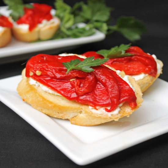 Goat Cheese Sweet Pepper Bruschetta