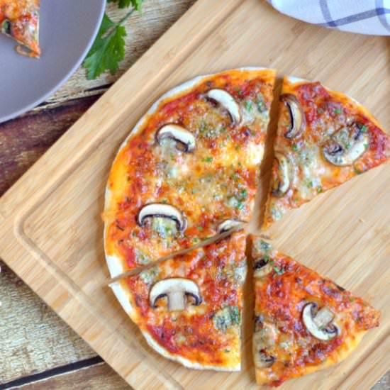 Mushroom Blue Cheese Stovetop Pizza