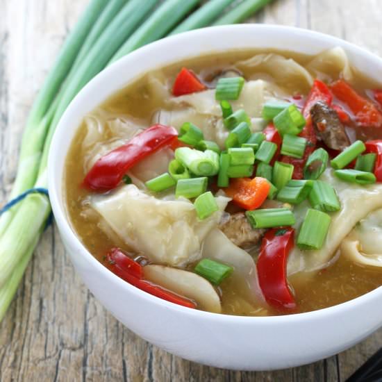 Hot and Sour Shrimp Wonton Soup