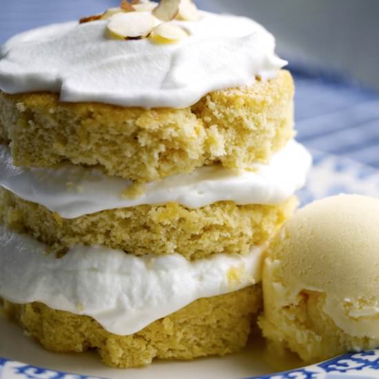 Amaretto Cake and Orange Ice Cream