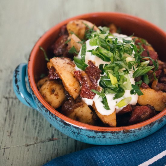 Balsamic Braised Potatoes + Chorizo