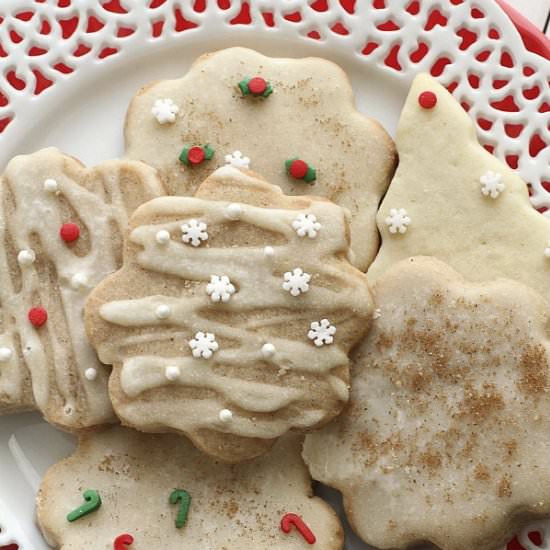 Glazed Eggnog Shortbread Cookies