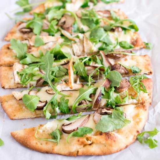 Mushroom Arugula Flatbread Pizza