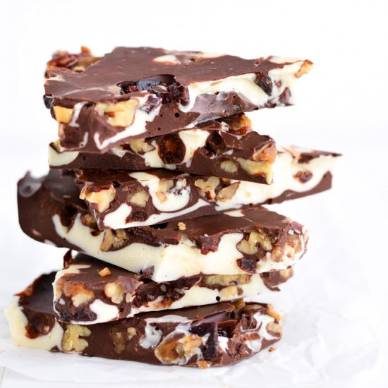 Spiced Pecan Triple Chocolate Bark