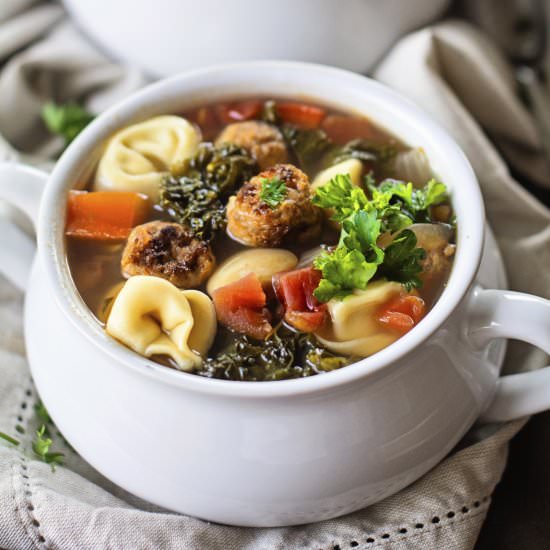 Italian Meatball Tortellini Soup