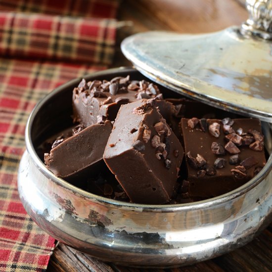 Easy Mocha Fudge with Cacao Nibs