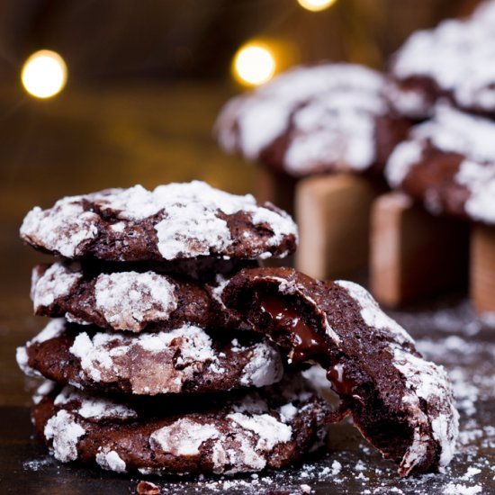 Almond Chocolate Crinkle Cookies