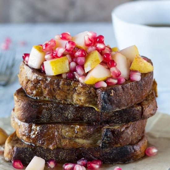 Pear and Pomegranate French Toast