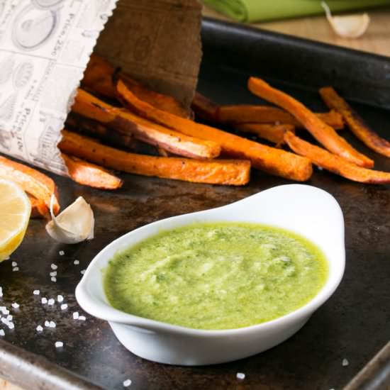 Sweet Potato Fries with Avocado Dip