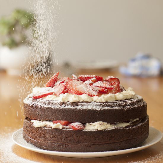 Strawberries & Cream Chocolate Cake