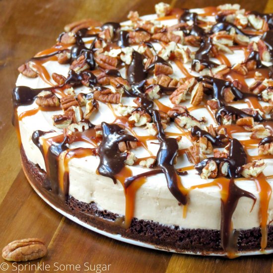 No-Bake Caramel Turtle Cheesecake