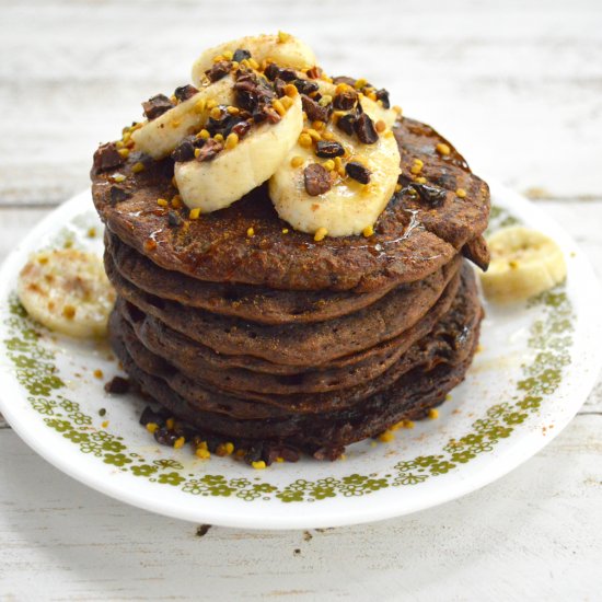 Vegan Chocolate Banana Pancakes