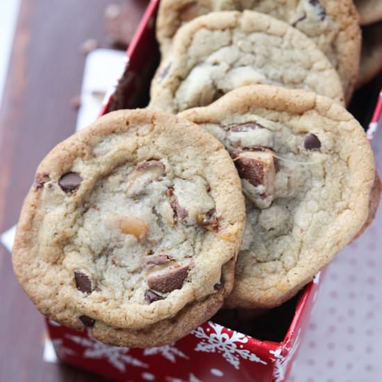 Tofee-Caramel Chocolate Cookies