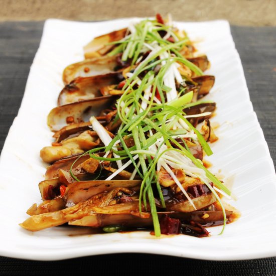 Stir Fried Razor Clams Oyster Sauce