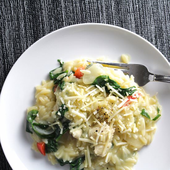 Orzo with Chicken and Spinach