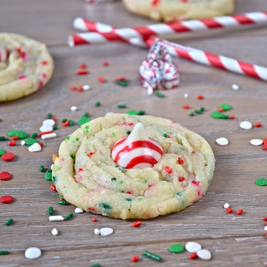 Candy Cane Kiss Cookies