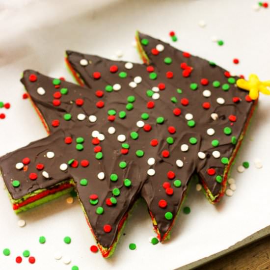 Christmas Tree Rainbow Cookie Cake