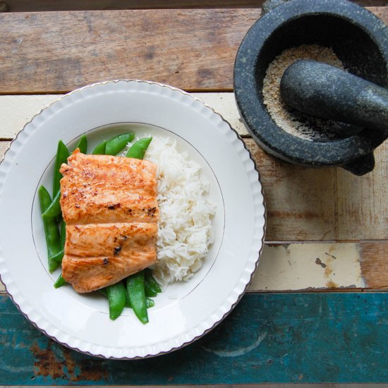 Miso salmon with sesame salt