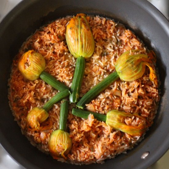 Zucchini flowers with rice