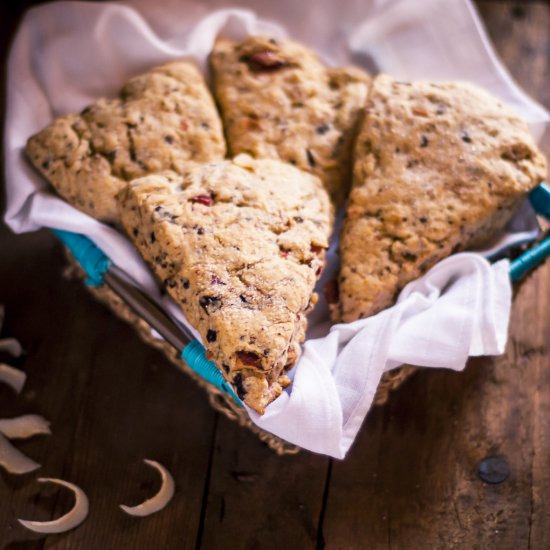 Almond Coconut Chocolate Scones