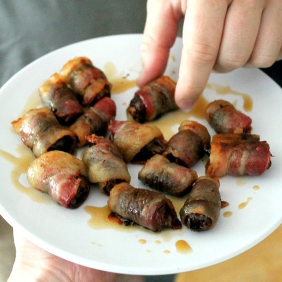 Bacon Wrapped Dates w Cider Glaze