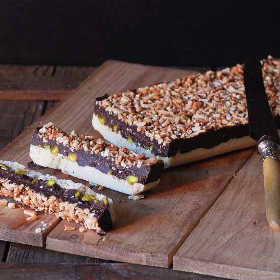 Pistachios chocolate layer fudge