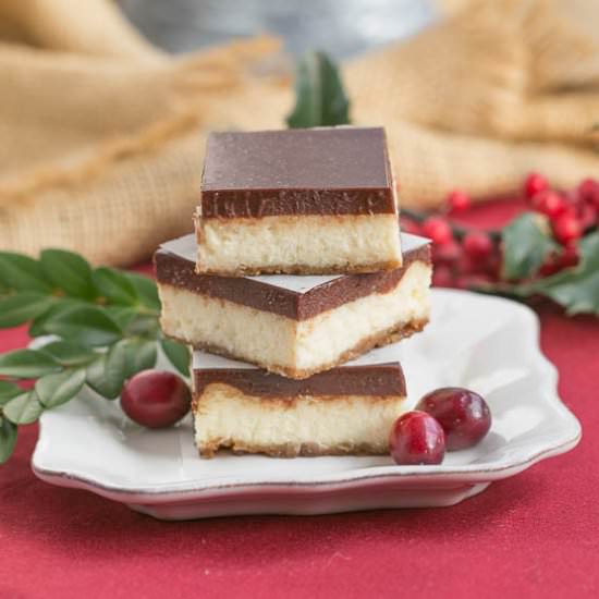 Ganache Topped Cheesecake Bars