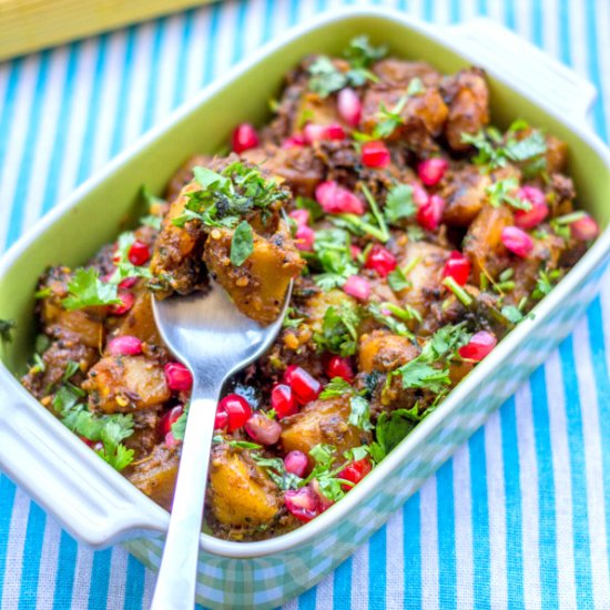 Cumin Potato with Pomegranate Seeds