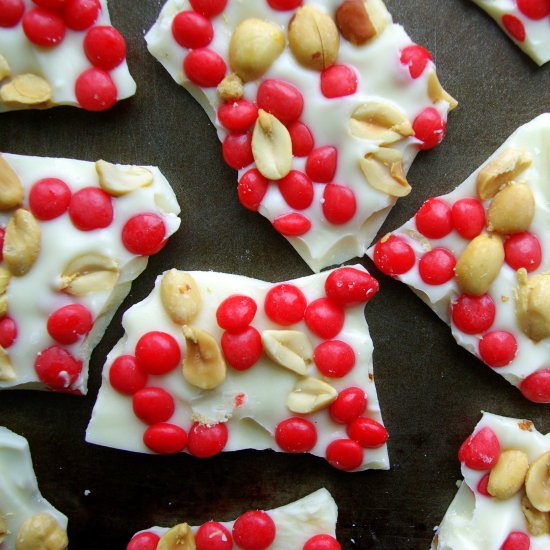 White Chocolate Bark with Red Hots