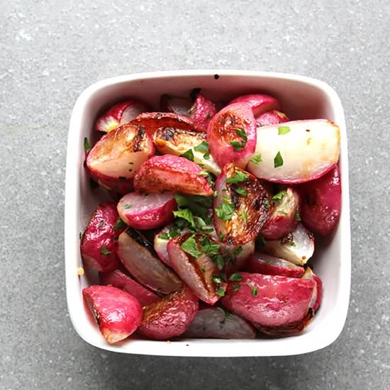 Crispy Roasted Garlic Radishes