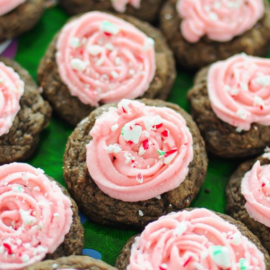 Frosted Candy Cane Mocha Cookies