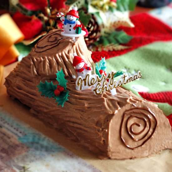 Nutella Yule Log Cake