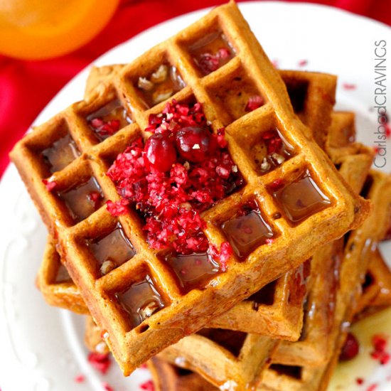 Cranberry Pecan Gingerbread Waffles