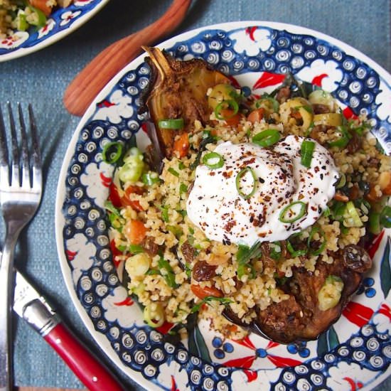 Chermoula Eggplant w/ Bulgur Salad