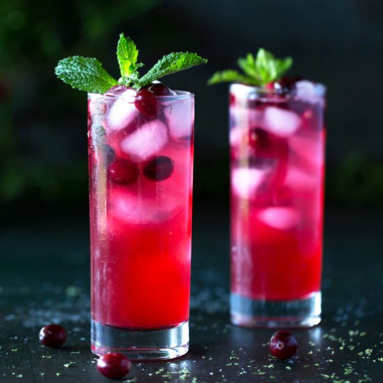 Cranberry and Mint Rum Punch