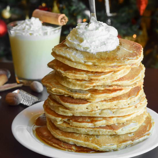 Fluffy Whole Wheat Eggnog Pancakes