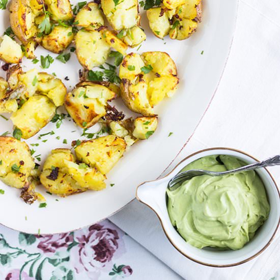 Crispy Baked Potatoes with Avocado