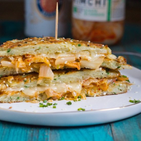 Kimchi Quesadilla Latkes