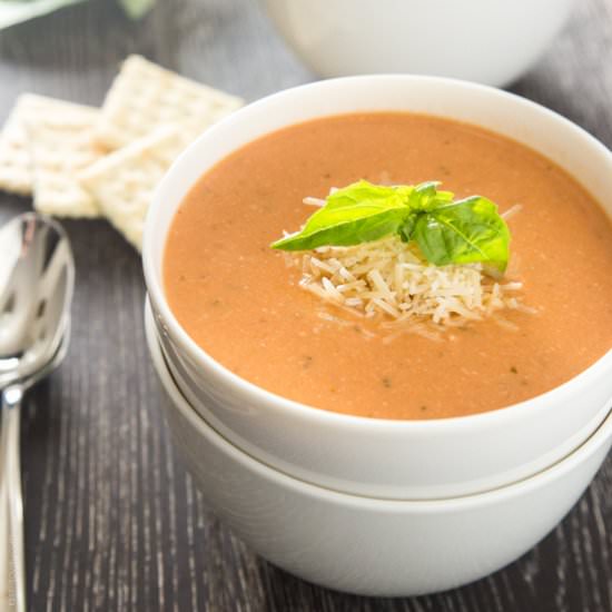 Creamy Tomato Basil Soup + Parmesan