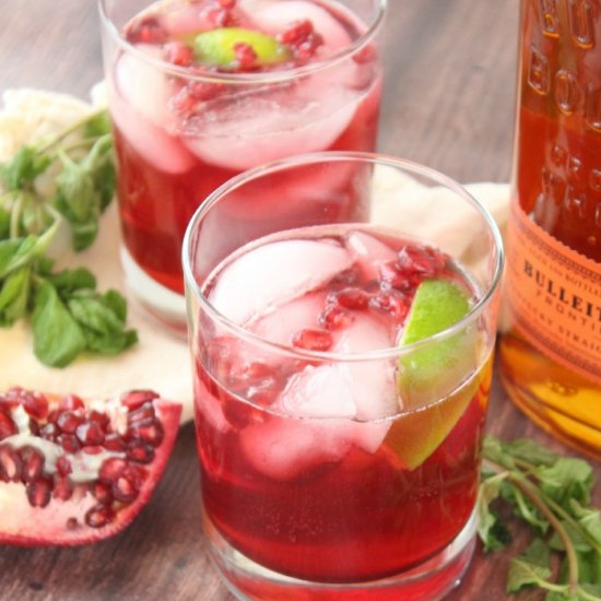 Pomegranate & Mint Bourbon Fizz