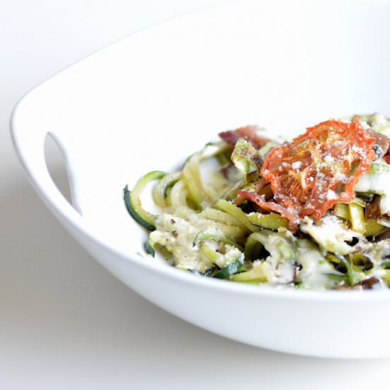 Zucchini Pasta with Bacon & Leeks