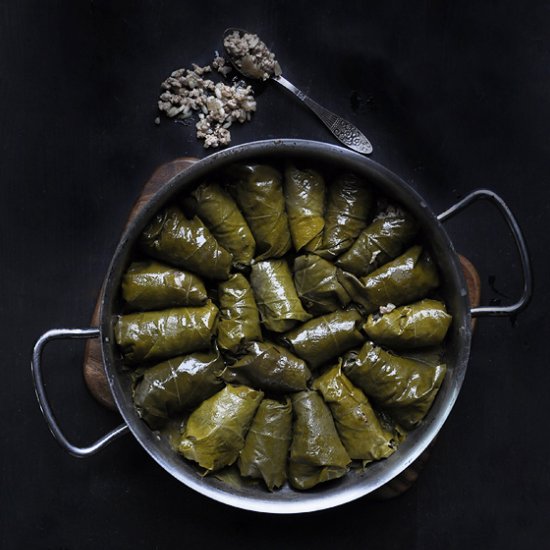 Dolmades with Vine Leaves and Mince